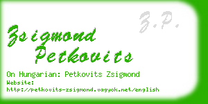 zsigmond petkovits business card